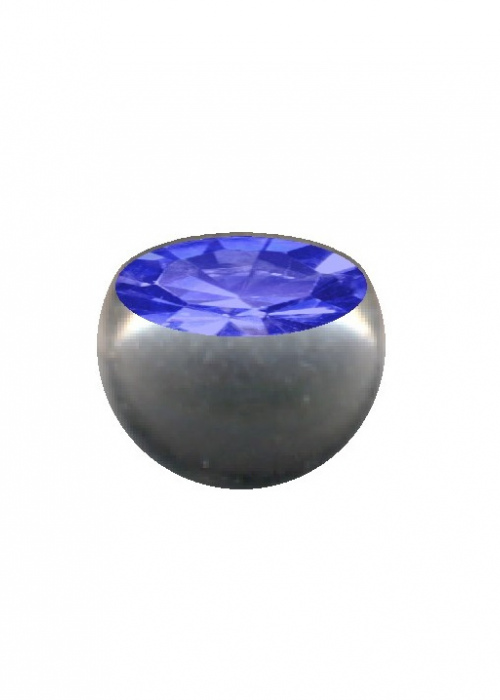 Ball Surgical Steel Silber Crystal Dark Blue with Thread 