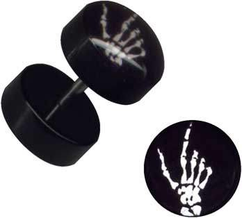 Fake Plug Acryl Chrirurgenstahl Skeletthand 1,2mm