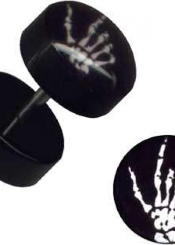 Fake Plug Acryl Chrirurgenstahl Skeletthand 1,2mm