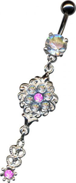 Bananabell Jugendstil Art Nouveau Anhänger Silber 925 Chirurgenstahl Kristall Pink Rosa Weiss Klar (1)