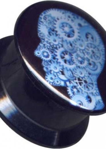 Plug Acrylic Head Gears Wheels Dial Blue Black 18mm