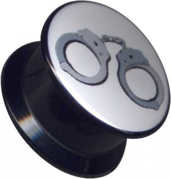 Plug Acryl Handschellen Weiß Grau Schwarz 18mm