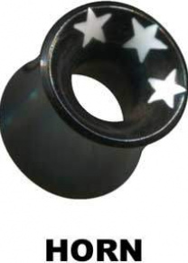 Tunnel Flesh Horn Black Stars White Double Flared