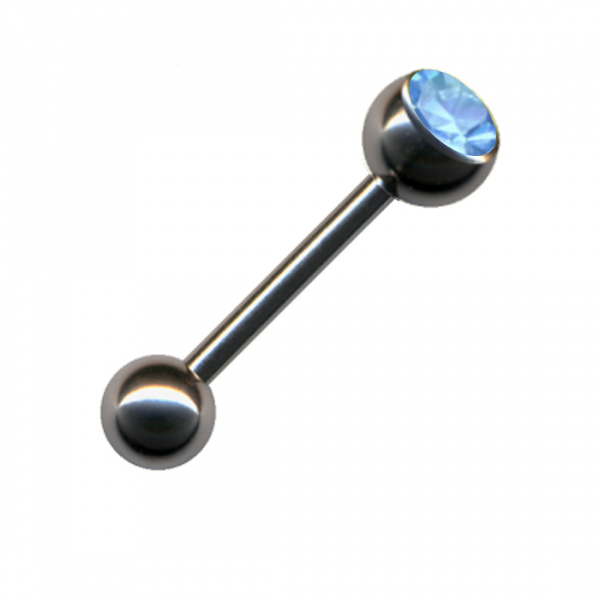 Stecker Gerade Barbell Chirurgenstahl Hantel Silber Kristall Hellblau