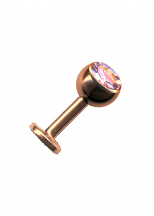 Labret Stud Surgical Steel Rosegold Rose Crystal Aurora Borealis