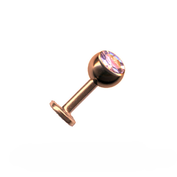 Labret Chirurgenstahl Roségold Zirkonia Kristall Aurora Borealis
