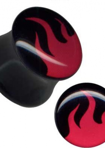 Plug Acrylic Fire Flames Red Black 12mm