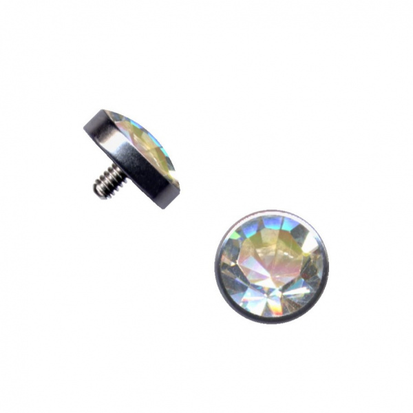 Haut Dermal Anker Aufsatz Chirurgenstahl Zirkonia Weiss Klar Transparent