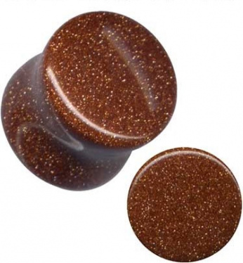 Plug Naturstein Goldener Sandstein Braun Gold 13mm