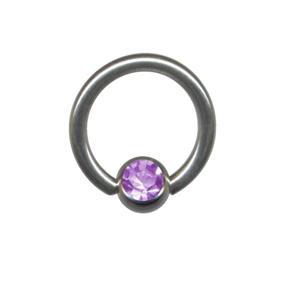 Klemmkugelring BCR Chirurgenstahl Silber Kristall Flieder Lavendel