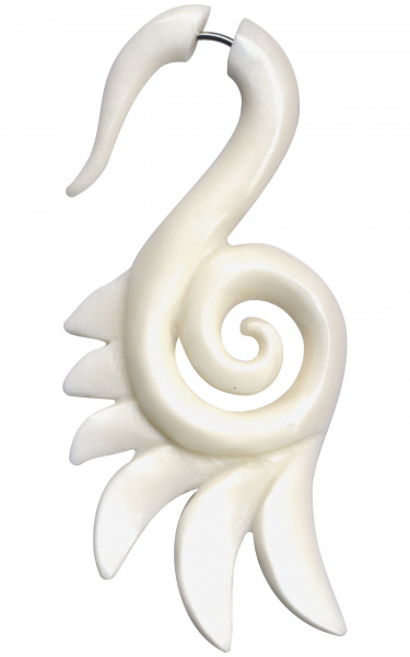 Fake Dehnungssichel Dehnungsspirale Knochen Stahl Weiss Schwan 1,6mm