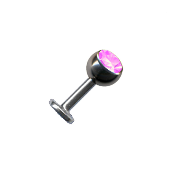 Labret Chirurgenstahl Silber Zirkonia Kristall Dunkelblau Pink Rosa
