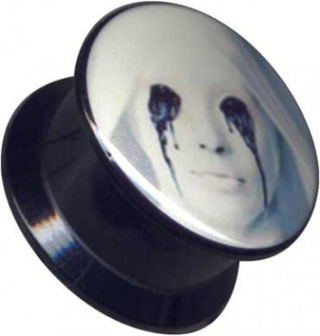 Plug Acryl Kopf Horror Augen Weiß Grau Schwarz 18mm