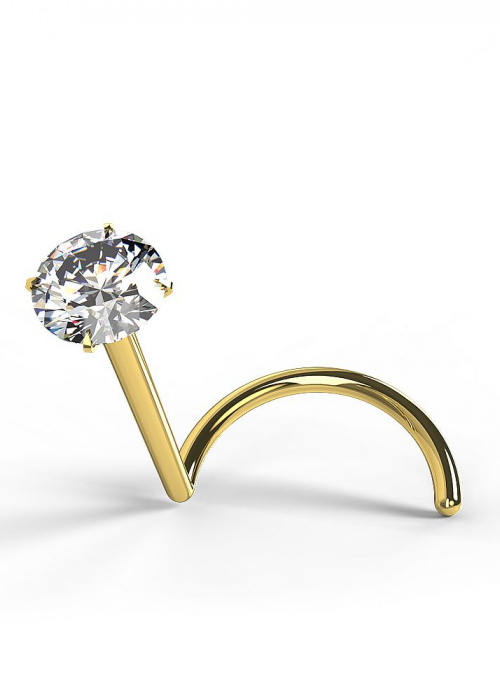 Nose Stud Yellow Gold 750 18K Real Diamond