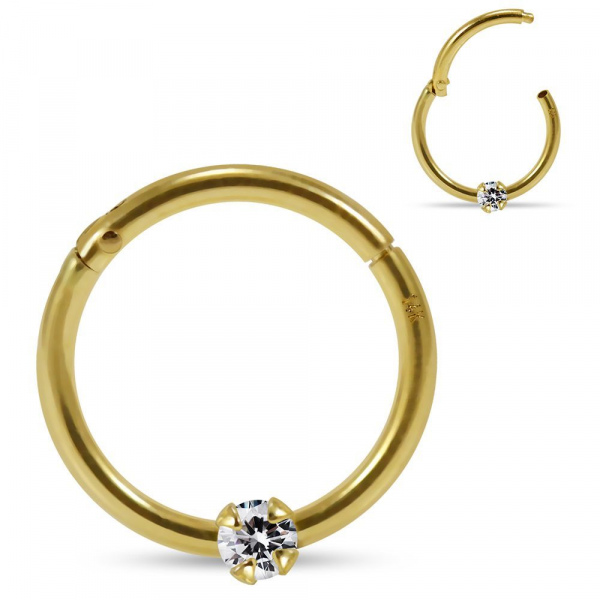 Clicker Gelbgold Gold 585 14 Karat Echt Diamant Nasenring Ohrring