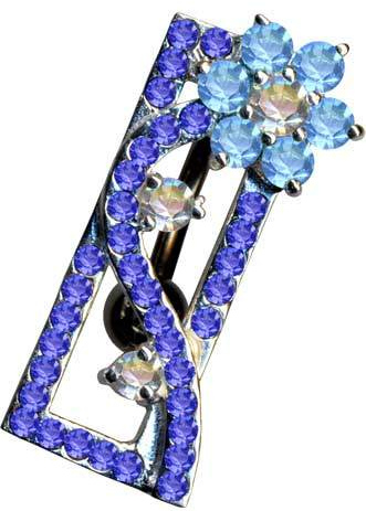 Bananabell Blüte Blume Silber 925 Chirurgenstahl Kristall Blau Dunkelblau Weiss Klar