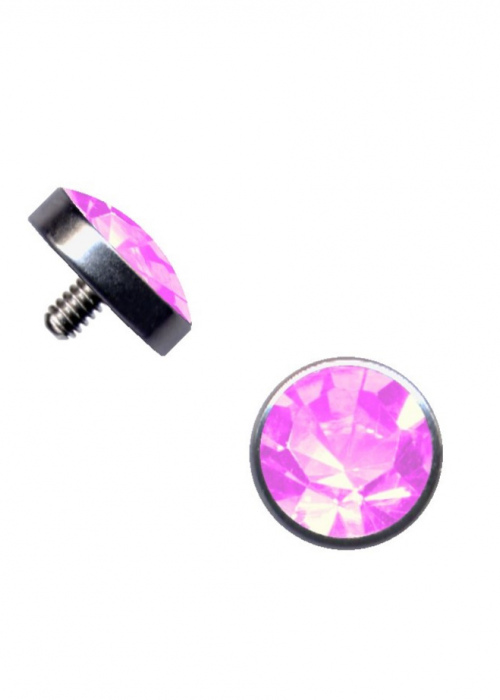 Top Dermal Anchor Surgical Steel Crystal Pink Rose