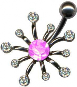 Bananabell Blüte Blume Stern Silber 925 Chirurgenstahl Kristall Pink Weiss Klar 